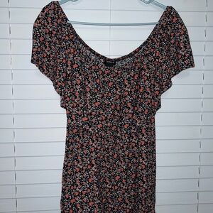 Torrid Black and Pink Floral Blouse